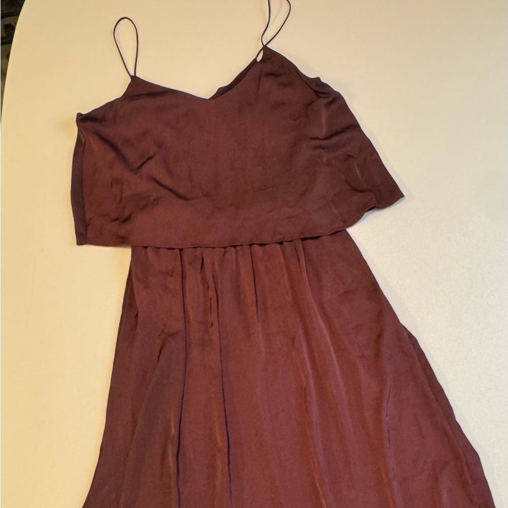 H&M Elegant Burgundy Spaghetti Strap MIDI Dress with slits on the sides